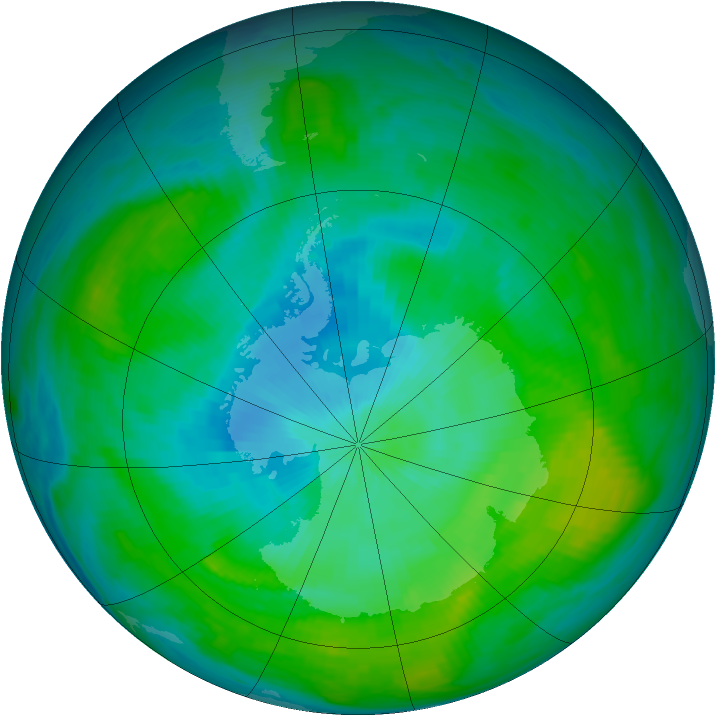 Antarctic ozone map for 07 February 1982